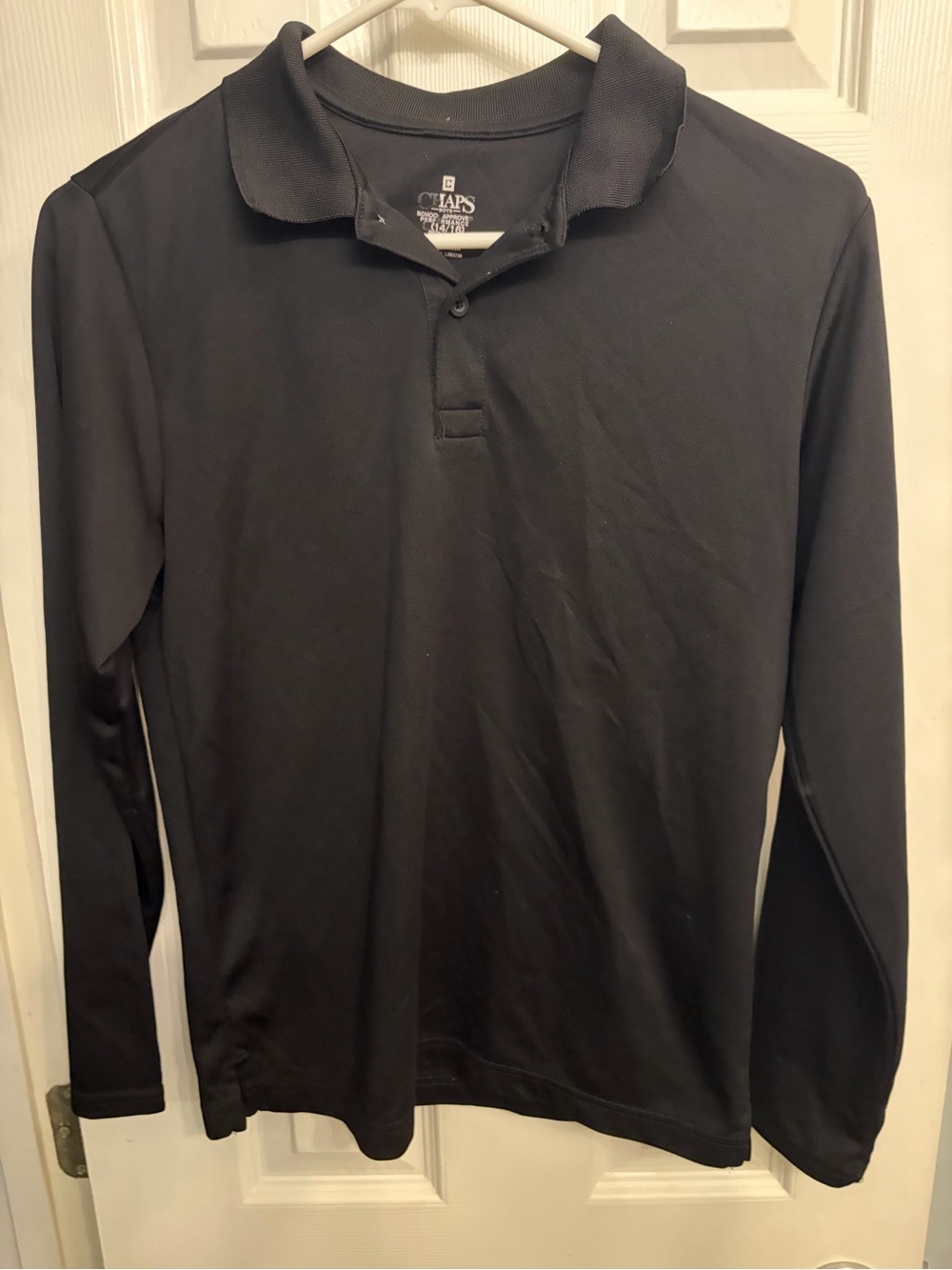 CHAPS Youth Long Sleeve Black Polo Shirt